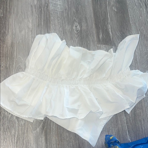 White One-Shoulder Ruffle Top - Picture 3 of 4